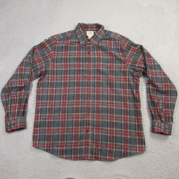 L.L. Bean Mens Scotch Plaid Flannel Shirt size L Traditional Fit Brushed Soft - Picture 1 of 7